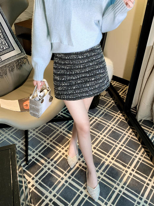 张心子【心动旋律】高腰遮胯显瘦小香风半身裙 U2601026 商品图1