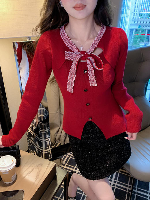 张心子【时髦百搭】节日氛围感格纹呢子半身裙 U2601025 商品图6