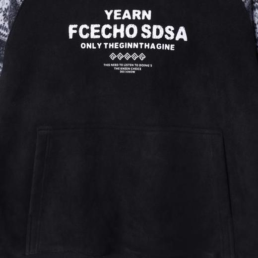 WY1575SDSA男士秋冬新款痞帅男装美式拼接趣味条纹印花字母连帽卫衣百搭 商品图3