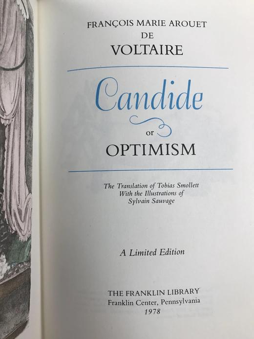 限量版！伏尔泰《老实人或乐观主义》 配插图 富兰克林图书馆豪华皮装本 商品图2