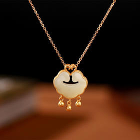 S925银和田玉如意祥云平安锁项链复古国风长命锁劲链