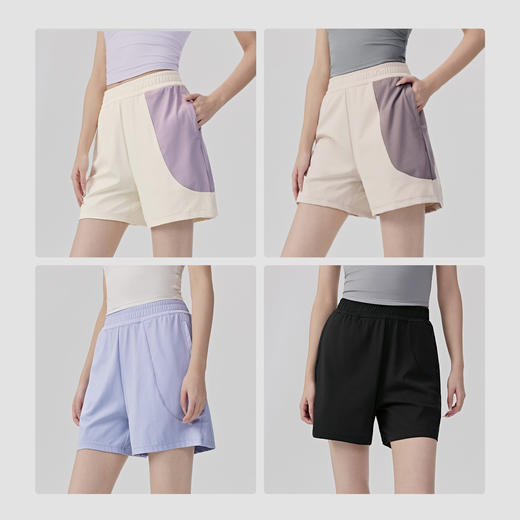 【限时秒】YOGACODE【火树银花系列】宽松休闲运动短裤女单侧撞色口袋健身五分裤DWK116025 商品图3