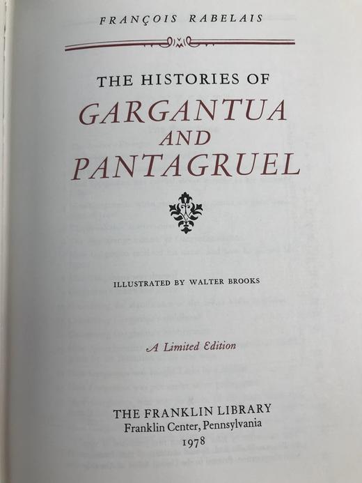 限量版！弗朗索瓦・拉伯雷《巨人传》 配插图 富兰克林图书馆豪华皮装本 商品图2