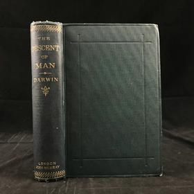 1899年 达尔文《人类的由来及性选择》 数十幅版画插图 漆布精装32开