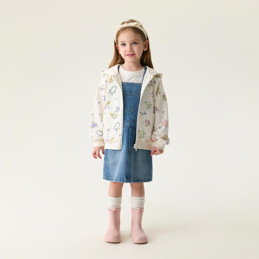 马克珍妮爱心记号女童纯棉牛仔背带裙2026年春装新款560155 商品图1