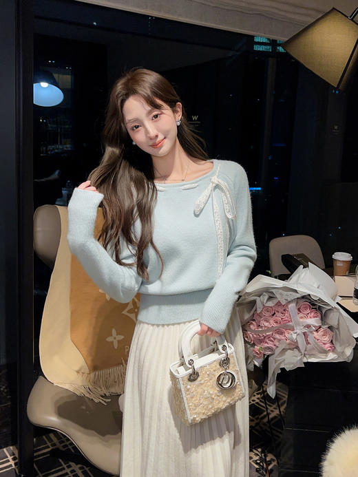 张心子【甜美主义】蝴蝶结丝带毛衣设计感小众上衣 U2601013 商品图6