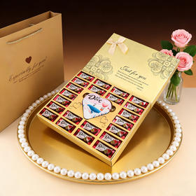 礼盒会空 但爱不会 | 德芙一心一意金色礼盒配礼袋 糖果巧克力零食 过节送礼撑场面/日常宠TA都超有仪式感（德芙巧克力*25颗）