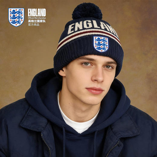 【官方正版】英格兰国 家队 | 字母毛线帽蓝白色复古针织帽 商品图3
