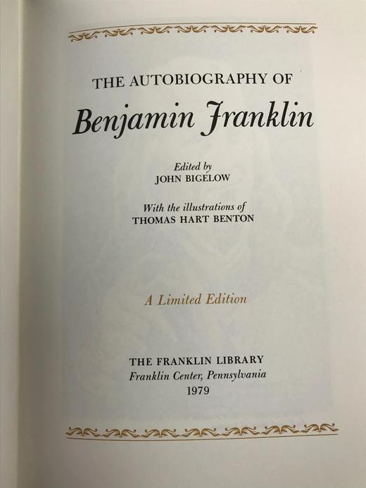 限量版！本杰明・富兰克林《本杰明・富兰克林自传》  配插图 富兰克林图书馆豪华皮装本 商品图3