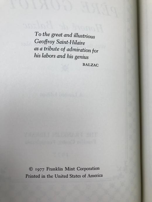 限量版！奥诺雷・德・巴尔扎克《高老头》 配插图 富兰克林图书馆豪华皮装本 商品图3
