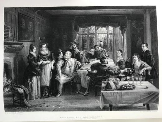 38*29cm！约19世纪中期 殿版莎士比亚作品集（全2卷） 44幅精美钢版画 漆布精装 商品图5