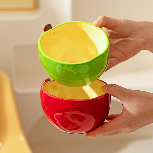 摩登主妇陶瓷苹果米饭碗家用2025新款高颜值餐具酸奶水果碗儿童碗 商品图3