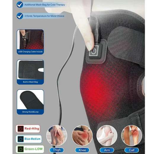 USB电加热护膝盖男女老寒腿加热保暖护腿关节防寒神器热敷按摩仪 商品图1