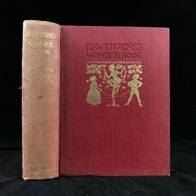 约20世纪早期 霍桑《神奇故事集》 鬼才拉克姆24幅手工贴图 漆布精装16开