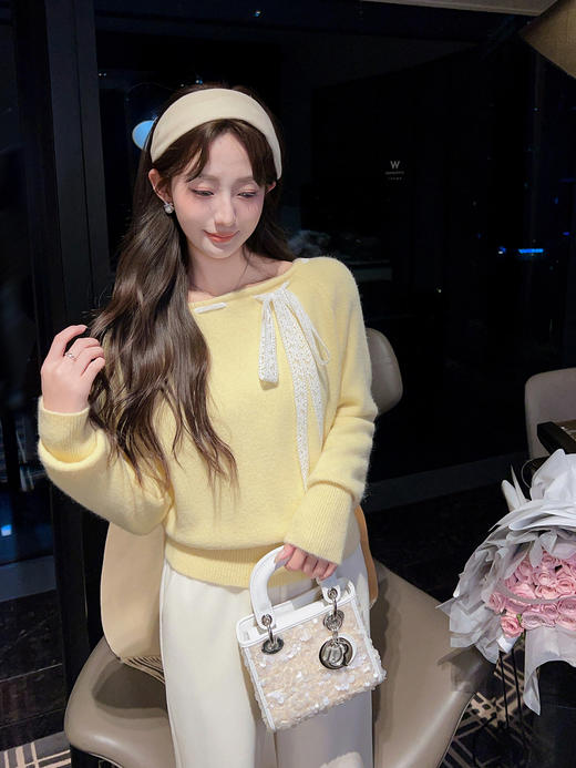张心子【甜美主义】蝴蝶结丝带毛衣设计感小众上衣 U2601013 商品图10