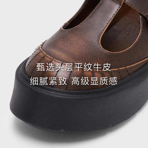 lost in echo2026春夏新款时尚复古T字带真皮厚底增高休闲玛丽珍 商品图3
