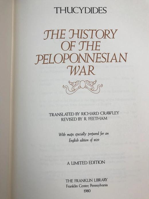 限量版！含藏书票 修昔底德《伯罗奔尼撒战争史》 配插图 富兰克林图书馆豪华皮装本 商品图3