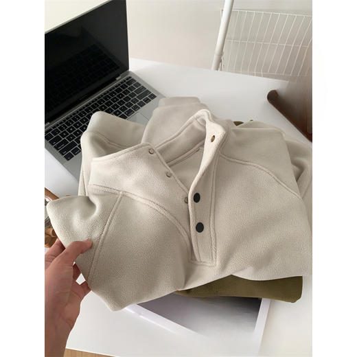 【轻盈舒适保暖❗️治愈级柔软】美式复古加绒加厚双面澳粒绒立领套头卫衣女冬2025保暖休闲上衣潮。jb 商品图2