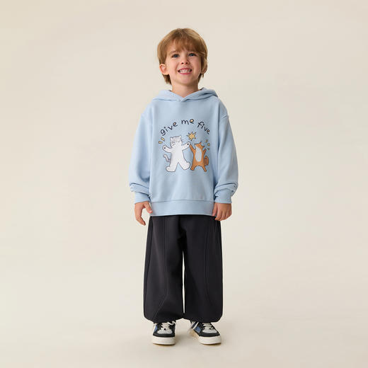 马克珍妮好奇猫咪男童连帽软卫衣2026年春装新款560011 商品图1