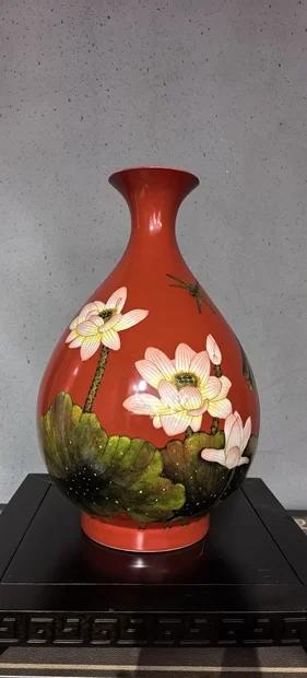 高温中华红颜色釉——祥和飘香赏瓶 商品图0