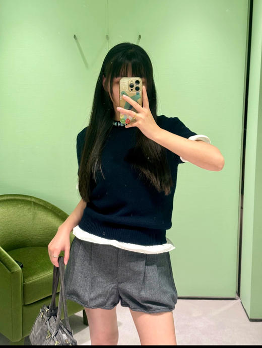 普拉达 最新款 水晶领短袖针织衫(KX*MM) 商品图2