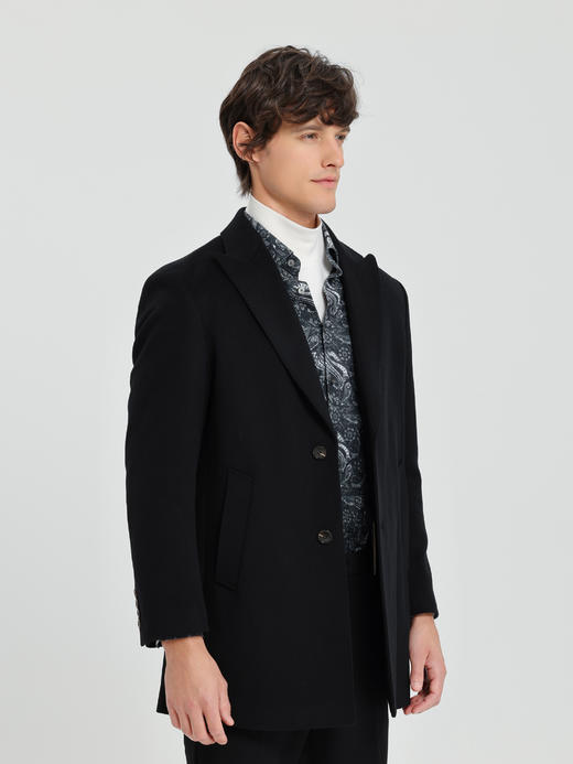 callisto黑色羊毛羊绒混纺大衣 商品图2