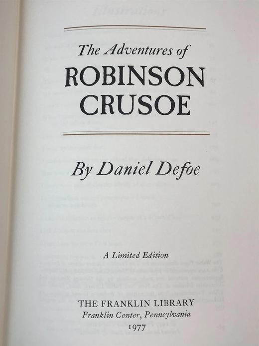 限量版！含藏书票 丹尼尔・笛福《鲁滨逊漂流记》 配插图 富兰克林图书馆豪华皮装本 商品图3