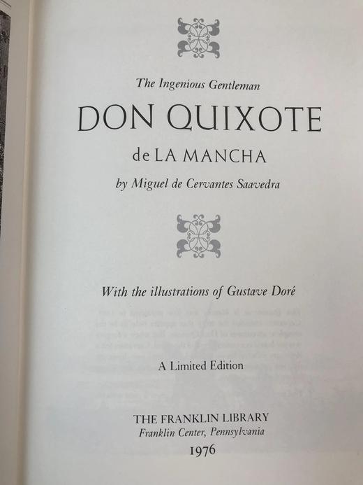 限量版！含藏书票 塞万提斯《堂吉诃德》 配多雷插图 富兰克林图书馆豪华皮装本 商品图3