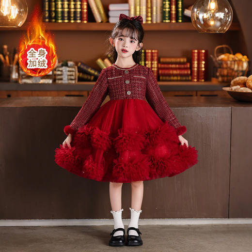 女童公主裙加绒旗袍裙拜年服中国风礼服XWN2897 商品图0