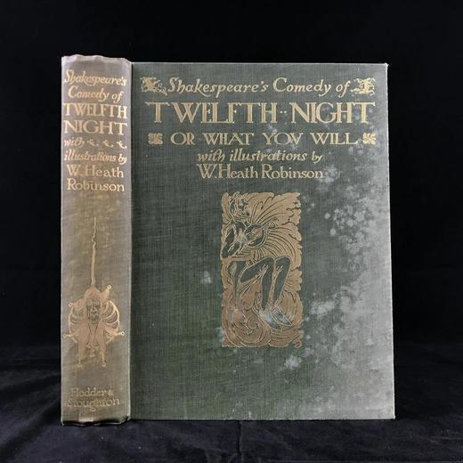 被收录进牛津词典的插画家！约20世纪早期 莎士比亚《第十二夜》 威廉·希斯·罗宾森40幅彩色手工贴图 漆布精装16开 商品图0