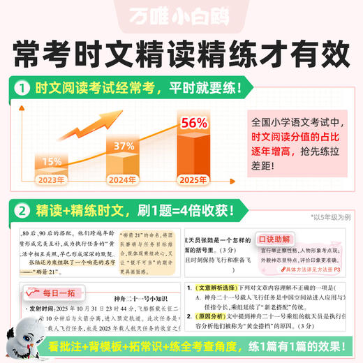 小白鸥2026小学语文时文阅读理解专项训练同源真题时文精读专练 商品图1