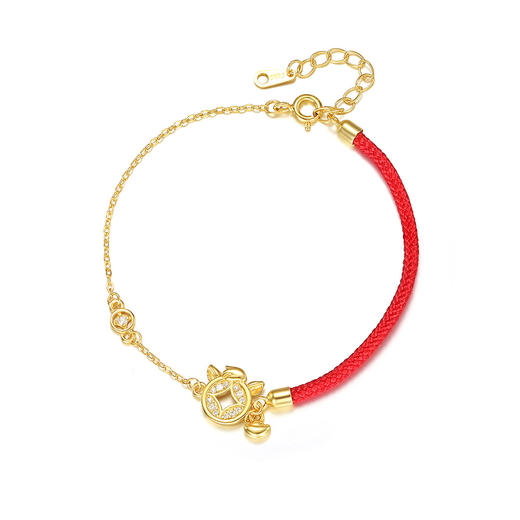【钱币小马】S925纯银钱币招财本命年红绳手链【YXS-YL0126】 商品图4
