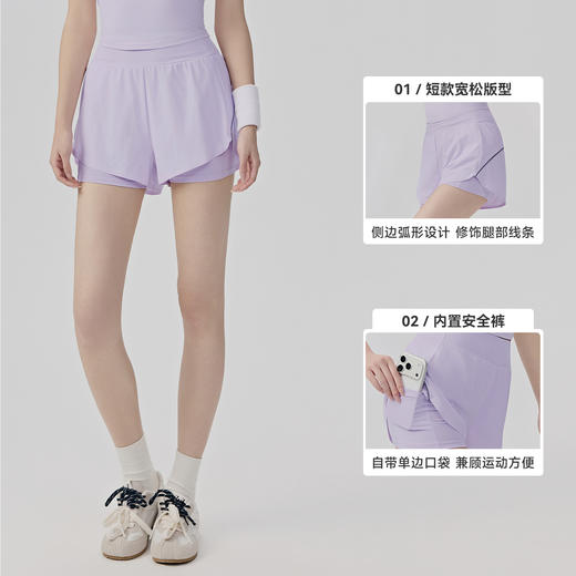 【限时秒】YOGACODE【火树银花系列】春夏运动短裤女防走光假两件轻薄透气热裤短款DWK116042 商品图1