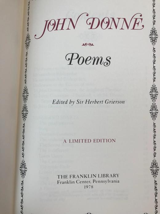 限量版！约翰・邓恩《约翰・邓恩诗集 富兰克林图书馆豪华皮装本 商品图2