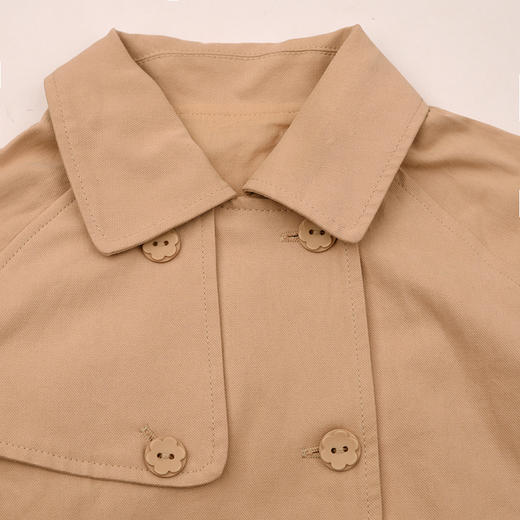 棉果果春季新品女童梭织斜纹甜美洋气卡其色翻领网纱风衣M122130226105 商品图5