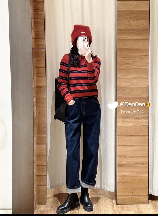 1229-1跨年极限特惠 渠道货 小禾女士新年系列 红色条纹 针织毛衣 商品图2