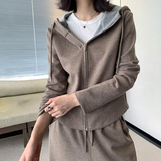 【专柜品质】撞色连帽卫衣运动套装 秋冬时尚显瘦气质拉链开衫两件套 商品图5