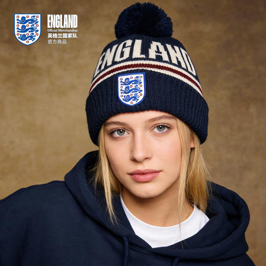 【官方正版】英格兰国 家队 | 字母毛线帽蓝白色复古针织帽 商品图1