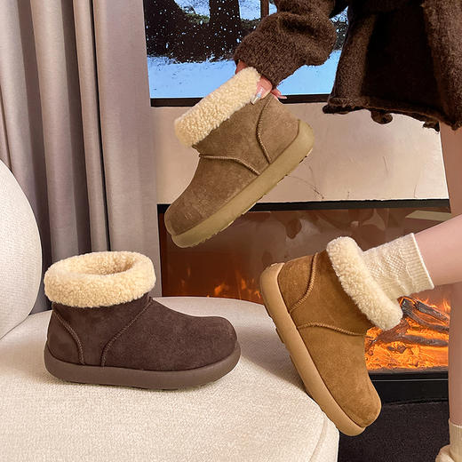 【小土豆勃肯雪地靴】加厚保暖内里 柔软亲肤 舒适不磨脚 防滑大底 雪天出行无忧 简约百搭 修饰腿型 跟高3CM 帮高10CM X36 商品图5