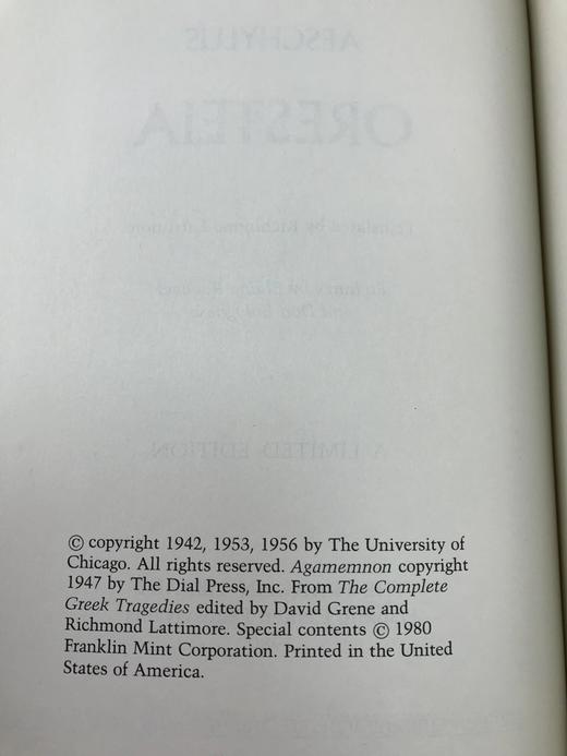限量版！含藏书票 埃斯库罗斯《俄瑞斯忒亚》 配插图 富兰克林图书馆豪华皮装本 商品图4