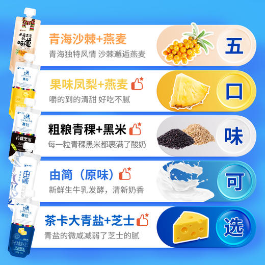 【五种口味随心拼】光明&小西牛青海慕拉常温酸奶 青盐芝士/凤梨燕麦/青稞黑米/青海野生沙棘燕麦/由简风味酸乳160g*10袋/箱 商品图1