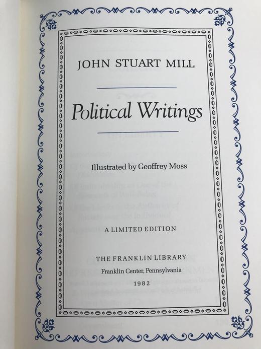限量版！约翰・斯图尔特・密尔《政治著作集》 配插图 富兰克林图书馆豪华皮装本 商品图2