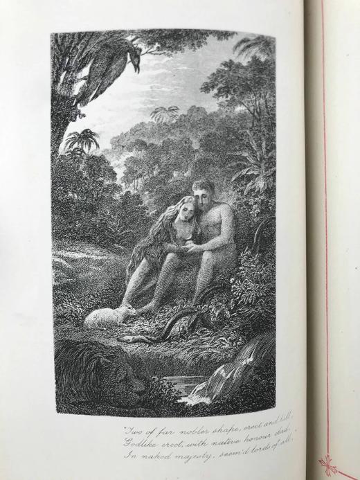 约19世纪后期 弥尔顿诗集 约8幅版画插图 漆布精装32开 商品图9