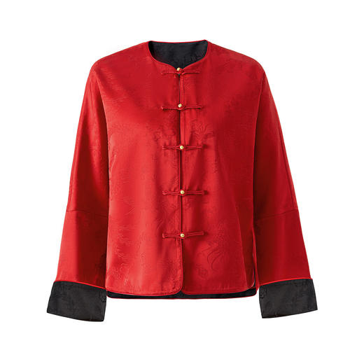 「高货wl」全新升级【铂金会员349/天猫469/差价120】(35419)洛诗琳双面穿新中式外套2025秋冬提花盘扣缎面国风上衣 商品图4