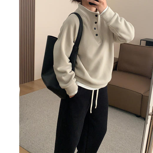 【轻盈舒适保暖❗️治愈级柔软】美式复古加绒加厚双面澳粒绒立领套头卫衣女冬2025保暖休闲上衣潮。jb 商品图0