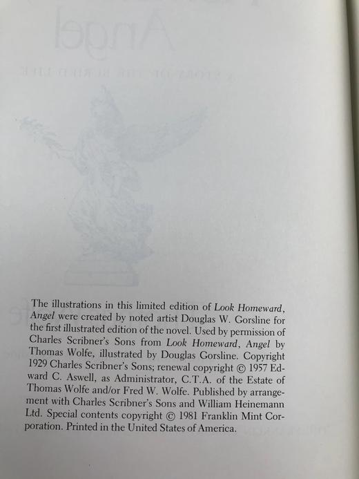 限量版！托马斯・沃尔夫《天使，望故乡》 配插图 富兰克林图书馆豪华皮装本 商品图3