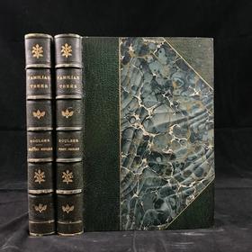 含藏书票！札尼斯朵夫工坊特装本！约1900年左右 常见树木图集（全2卷） 数十幅彩色版画插图 漆布精装32开