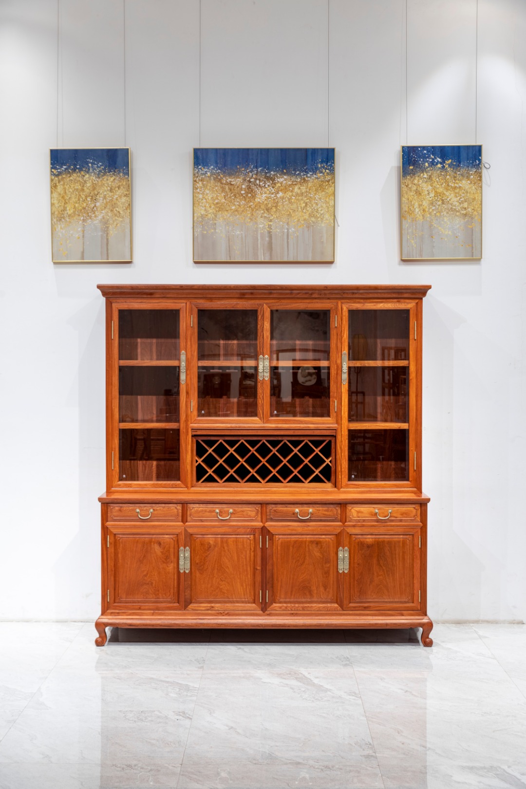 红桥红  家具严选  缅甸花梨（大果紫檀）【210 四门四抽屉 酒柜】