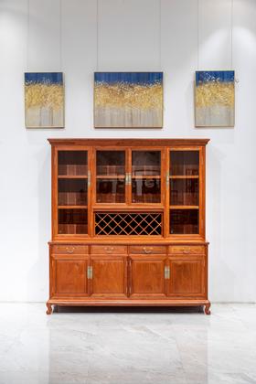 红桥红  家具严选  缅甸花梨（大果紫檀）【210 四门四抽屉 酒柜】