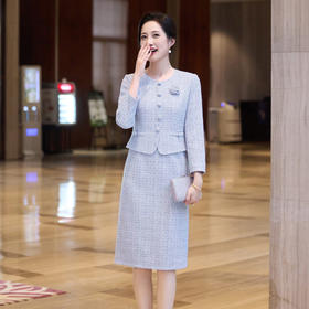 「自」全新升级【铂金会员431/天猫579/差价148】(35119)洛诗琳气质小香风连衣裙2025秋冬显瘦荷叶边假两件包臀裙